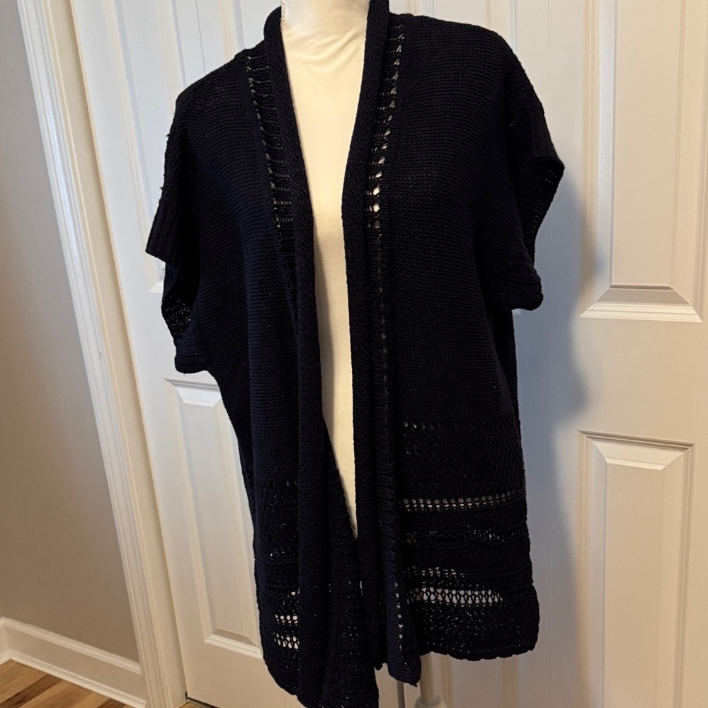 Elegant Black Open-Front Sweater